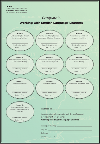 Certificate for completion of WELLS modules.