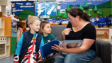 Teacher and students reading.