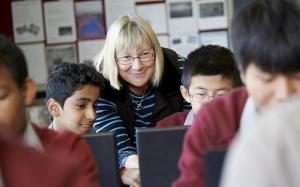 Teacher with two students.